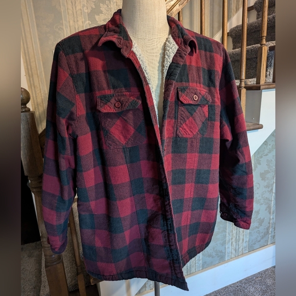 Women's fleece lined flannel coat - Picture 1 of 5